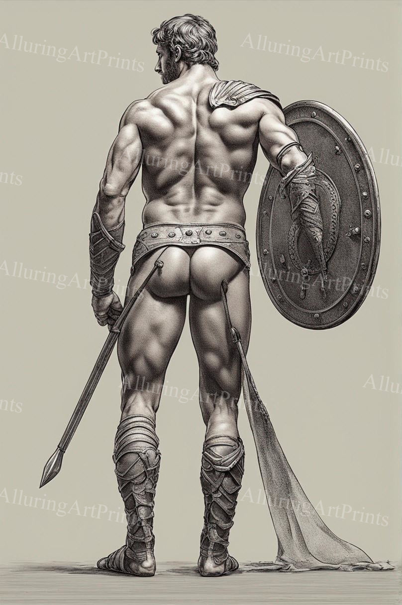 Male Model Muscular Digital Art AI Fantasy - U1085