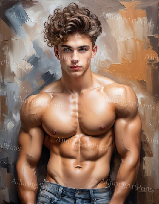 Male Model Muscular Digital Art AI Fantasy - U1095