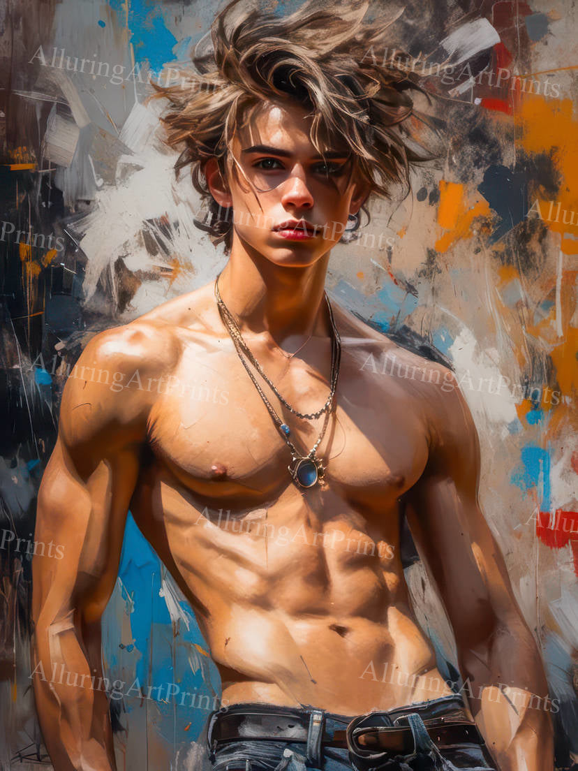 Male Model Muscular Digital Art AI Fantasy - U1096