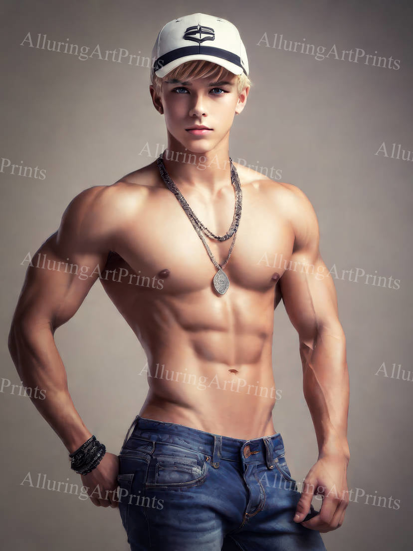 Male Model Muscular Digital Art AI Fantasy - U1101