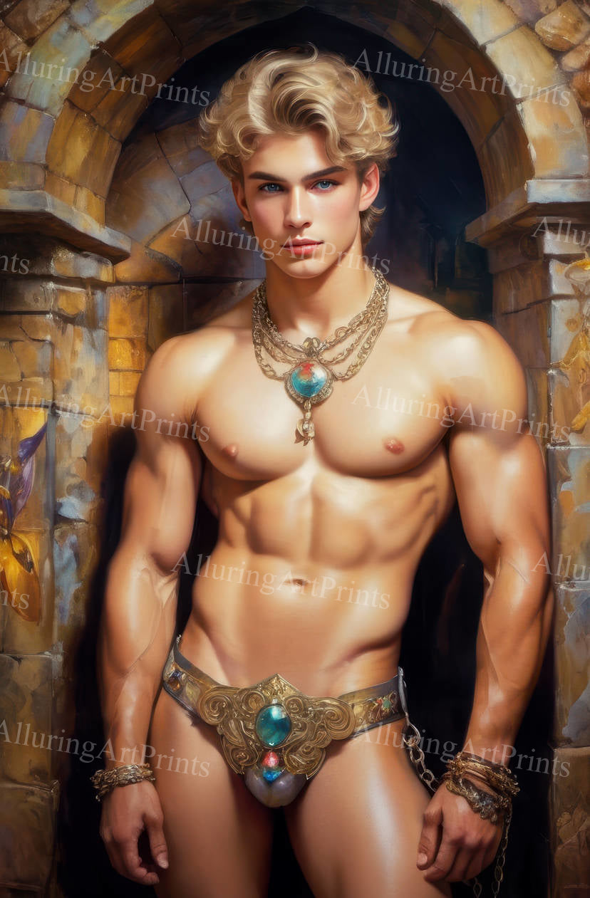 Male Model Muscular Digital Art AI Fantasy - U1111