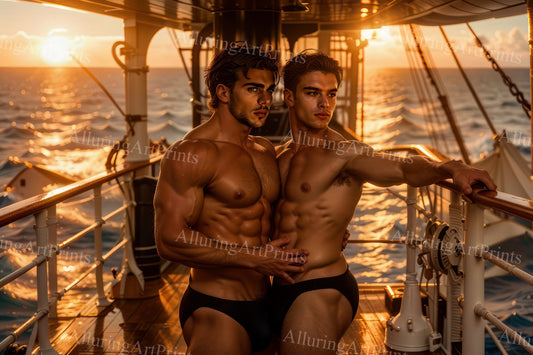 Male Models Muscular Digital Art AI Fantasy - U1117