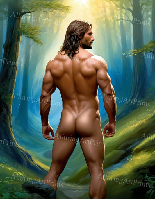 Nude Male Model Muscular Digital Art AI Fantasy - U1253