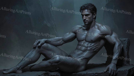 Nude Male Model Muscular Digital Art AI Fantasy - U1265