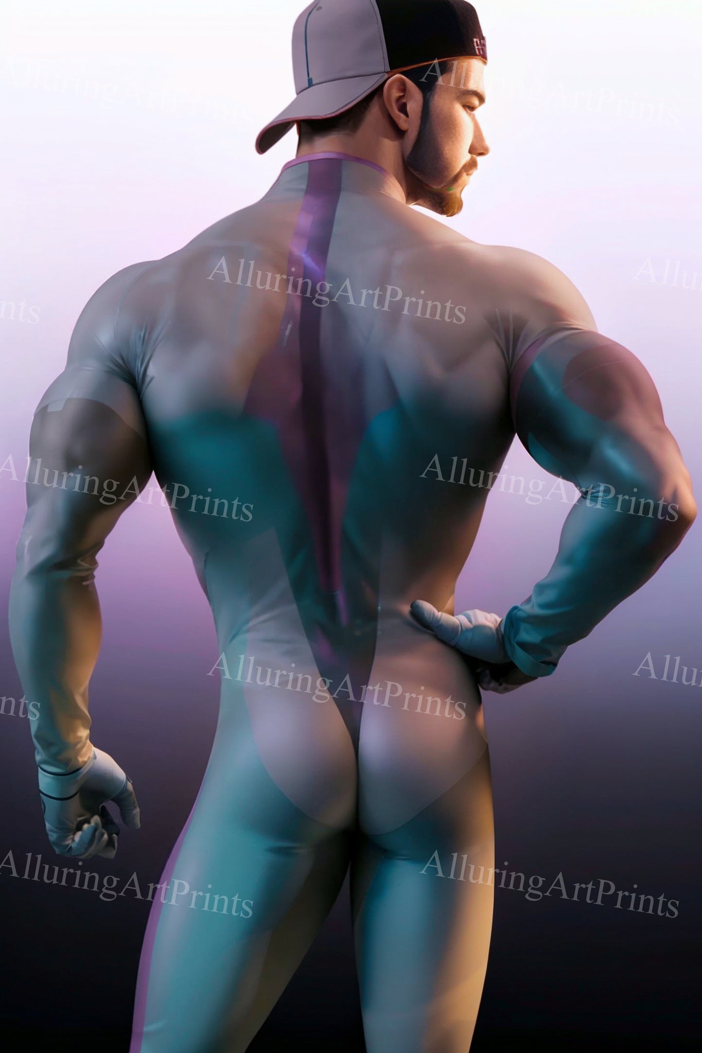 Nude Male Model Muscular Digital Art AI Fantasy - U1268