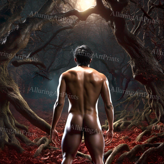 Nude Male Model Muscular Digital Art AI Fantasy - U1273