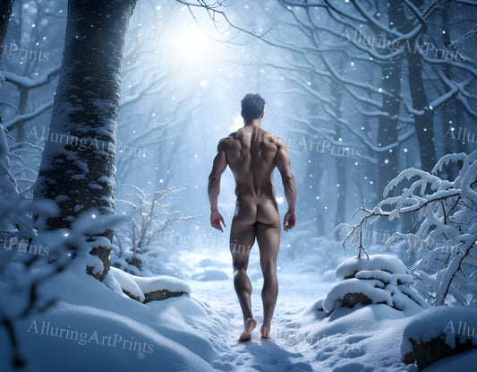 Nude Male Model Muscular Digital Art AI Fantasy - U1307