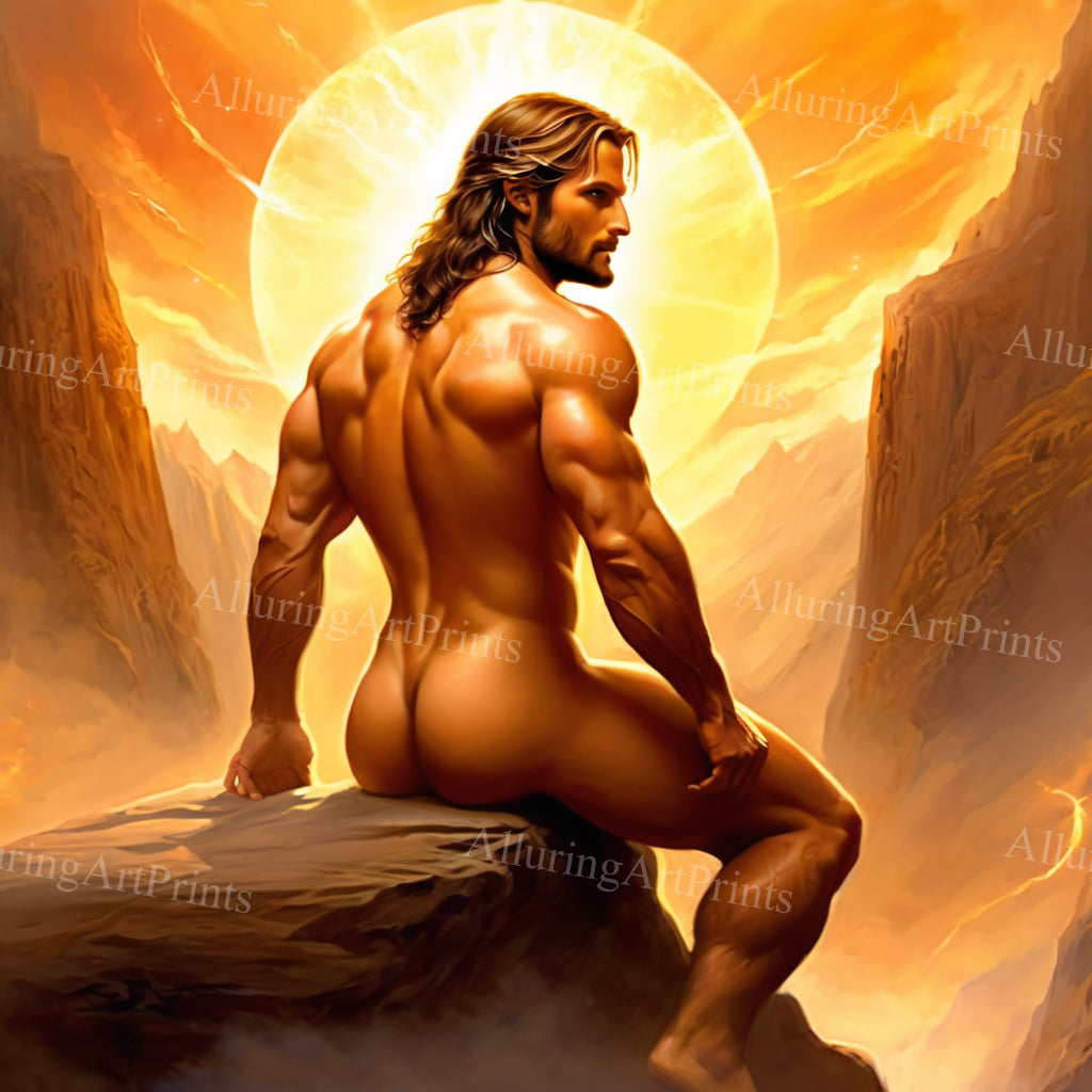 Nude Male Model Muscular Digital Art AI Fantasy - U1308