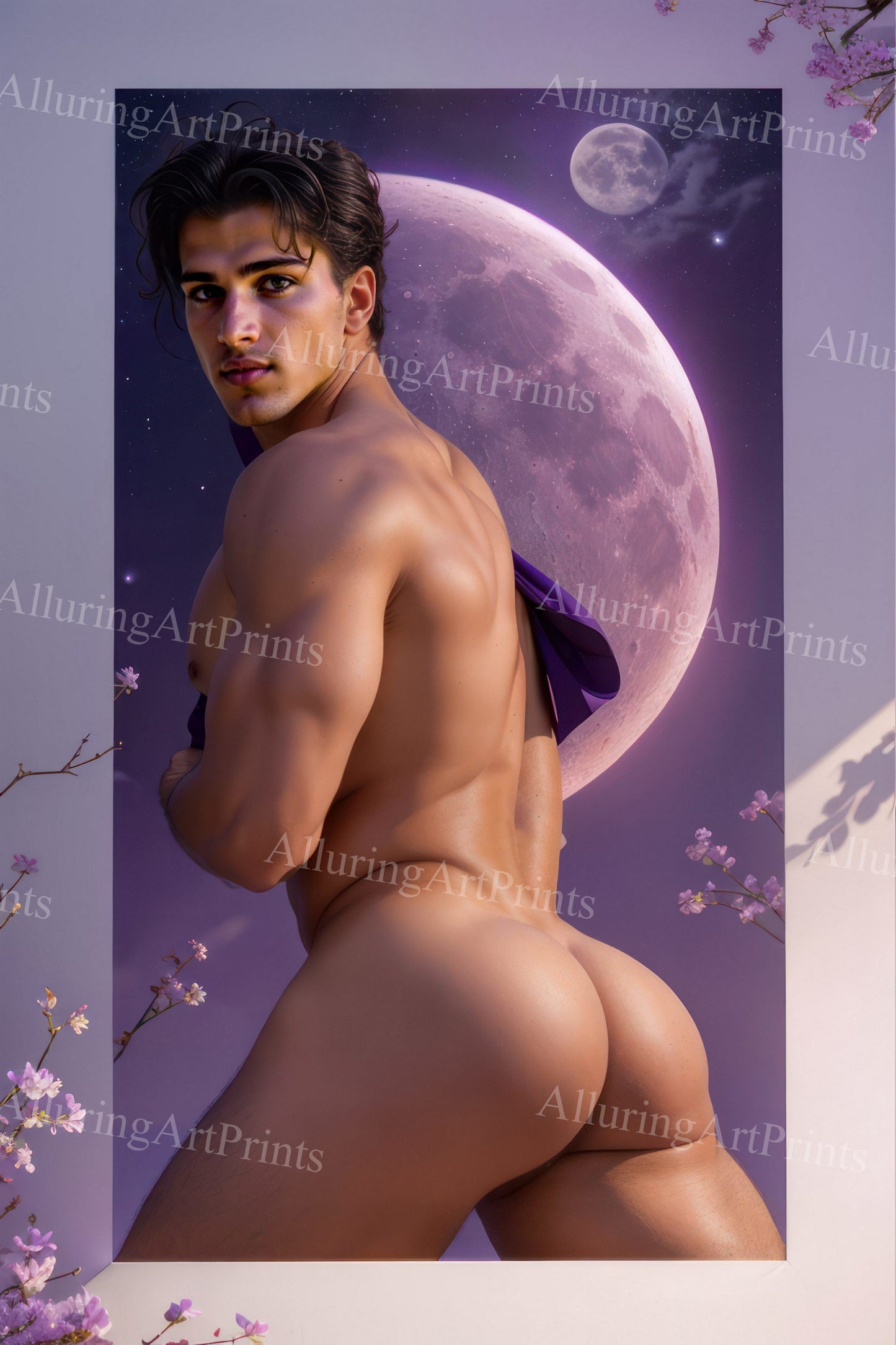 Nude Male Model Muscular Digital Art AI Fantasy - U1316