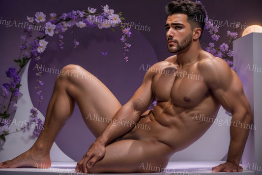 Nude Male Model Muscular Digital Art AI Fantasy - U1317