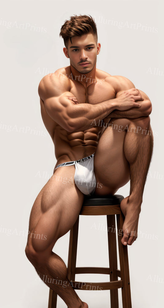 Male Model Muscular Digital Art AI Fantasy - U1353