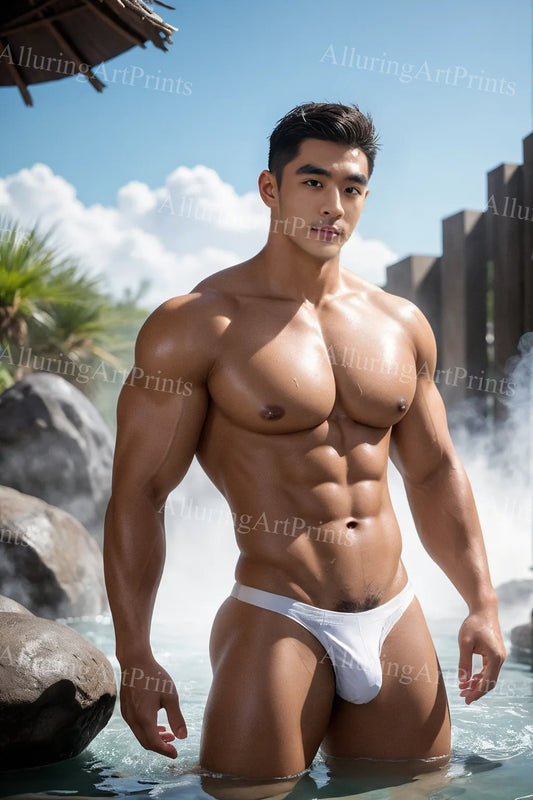 Male Model Muscular Digital Art AI Fantasy - U565