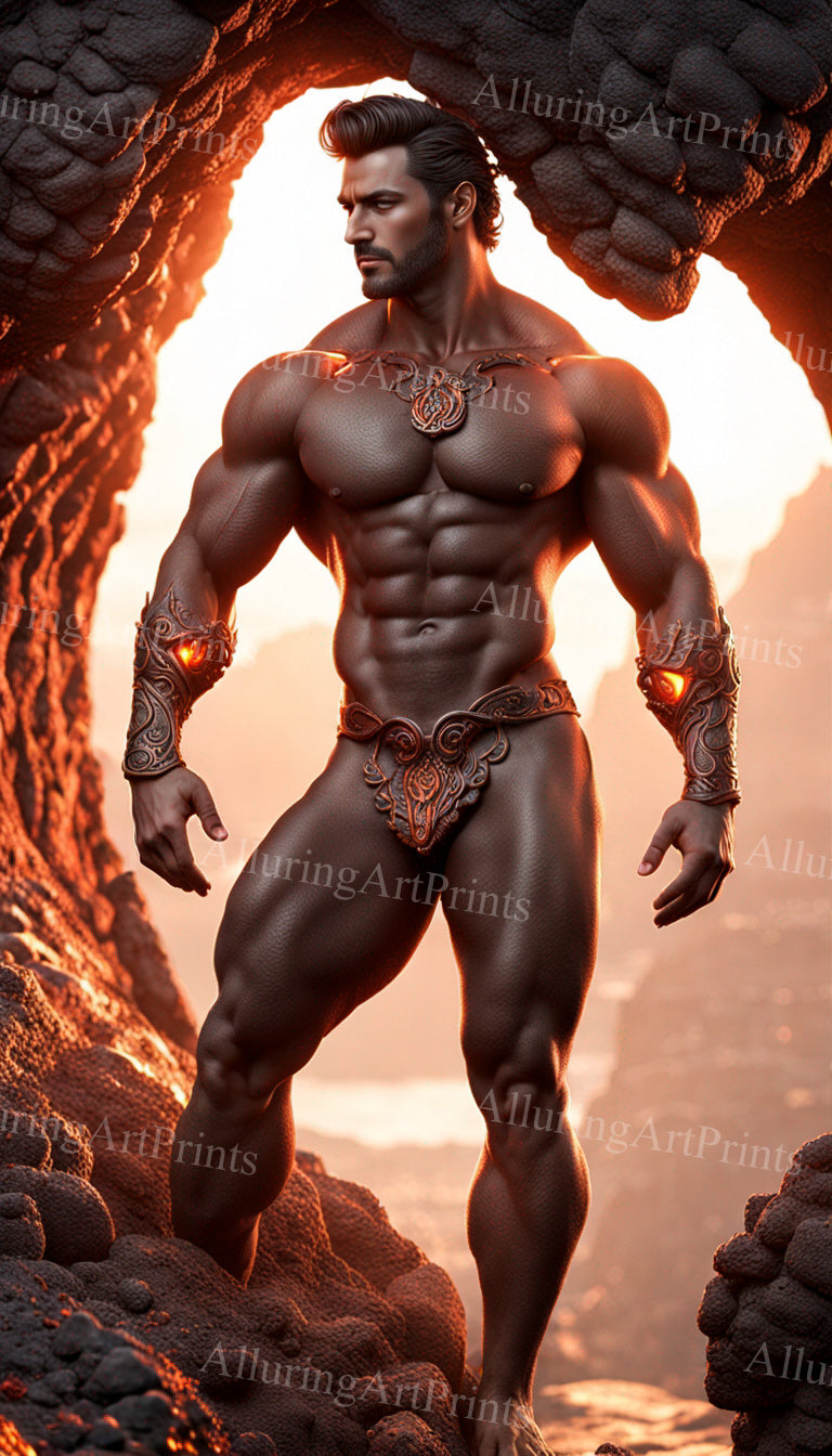 Male Model Muscular Digital Art AI Fantasy - U569