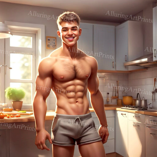 Male Model Muscular Digital Art AI Fantasy - U589