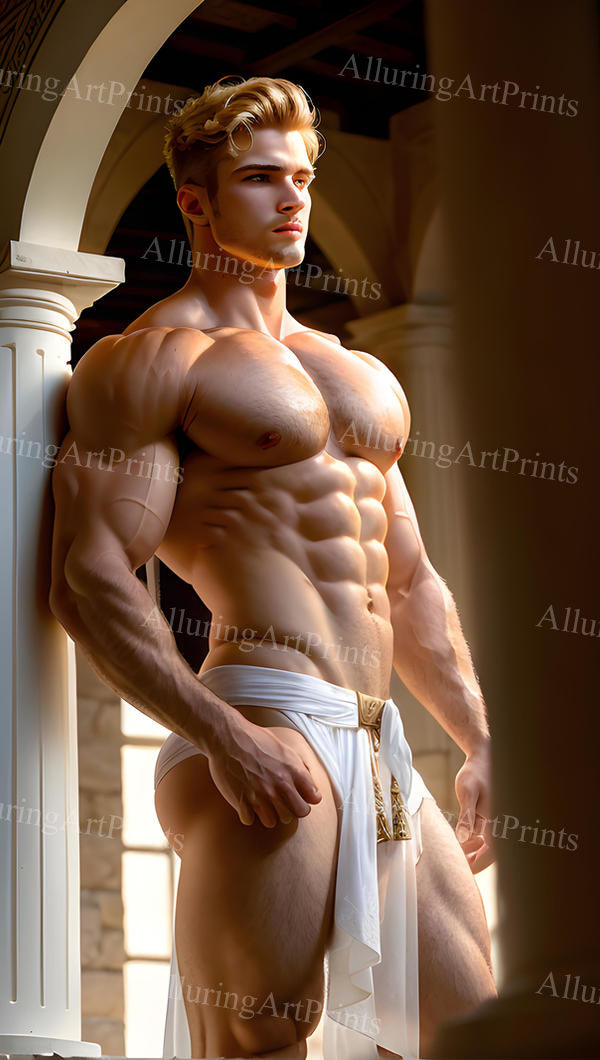 Male Model Muscular Digital Art AI Fantasy - U594