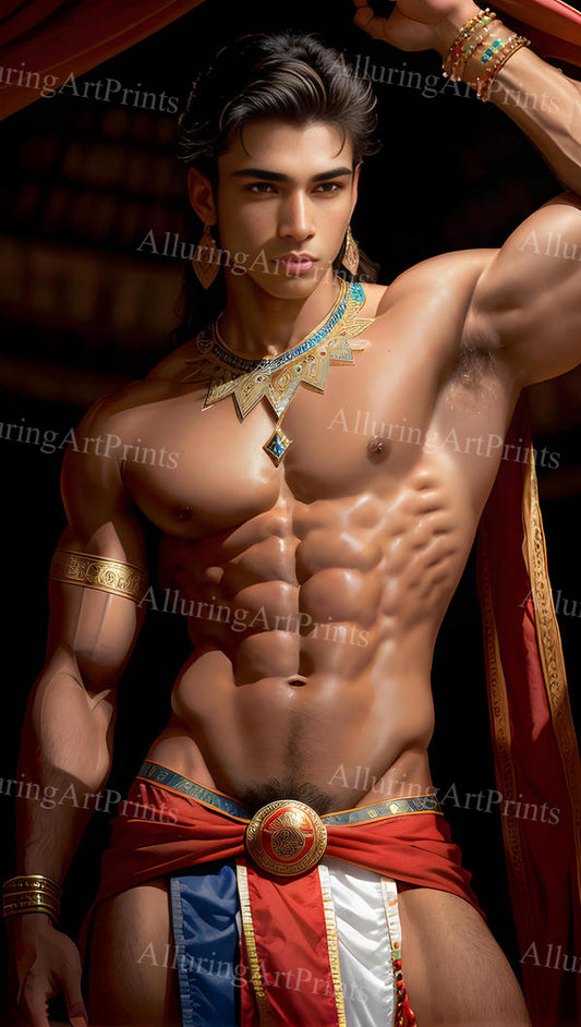 Male Model Muscular Digital Art AI Fantasy - U602