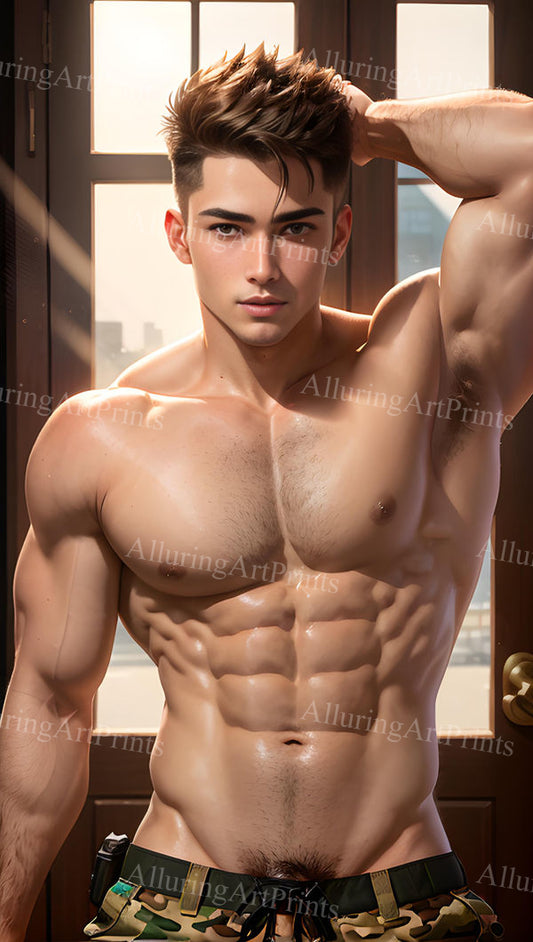 Male Model Muscular Digital Art AI Fantasy - U610