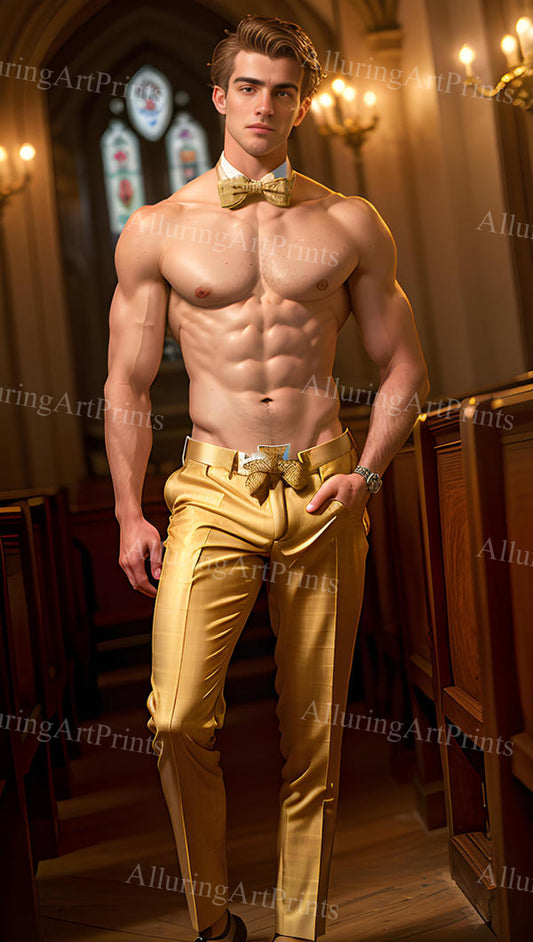 Male Model Muscular Digital Art AI Fantasy - U654