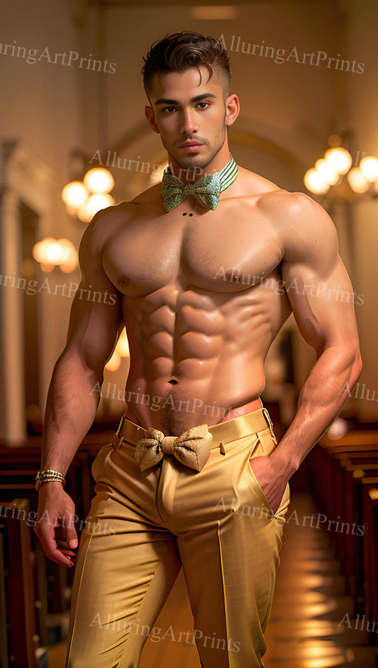 Male Model Muscular Digital Art AI Fantasy - U655