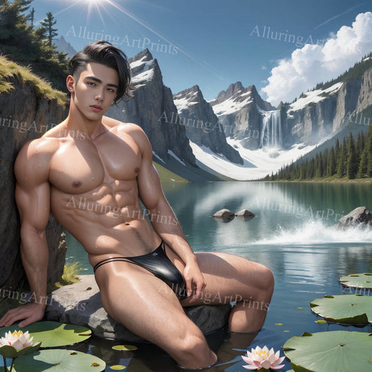 Male Model Muscular Digital Art AI Fantasy - U920