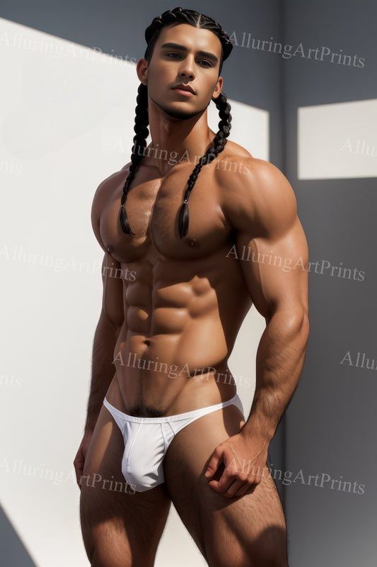 Male Model Muscular Digital Art AI Fantasy - U936