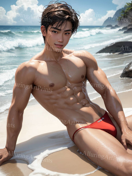 Male Model Muscular Digital Art AI Fantasy - U943