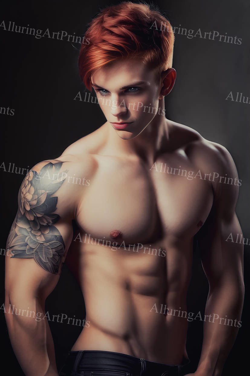 Male Model Muscular Digital Art AI Fantasy - U948