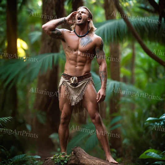 Male Model Muscular Digital Art AI Fantasy - U955