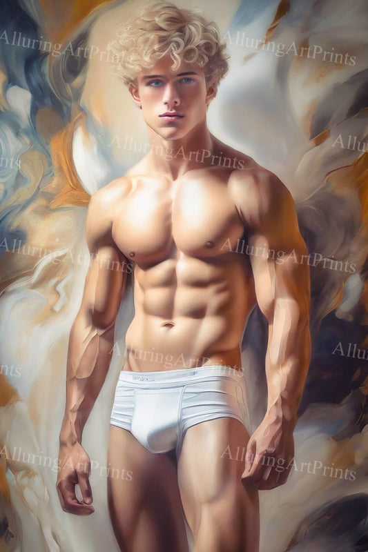 Male Model Muscular Digital Art AI Fantasy - U960