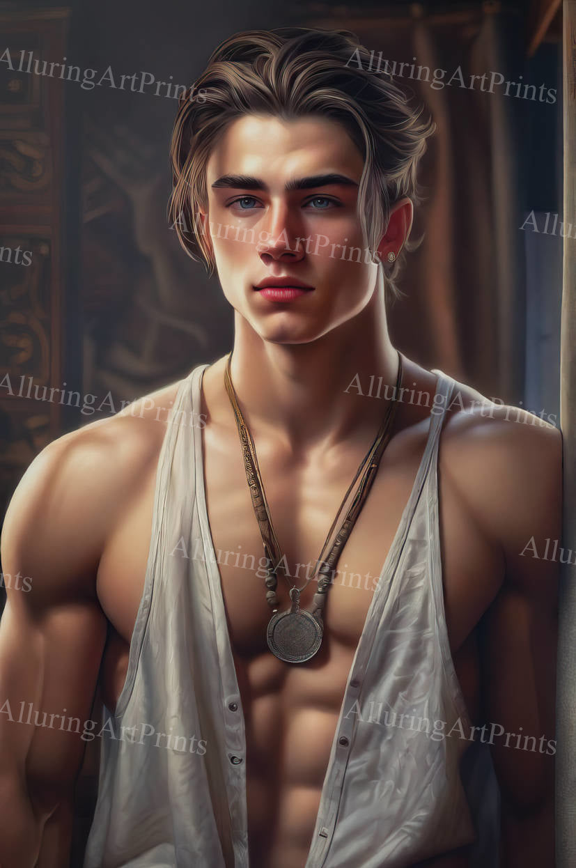 Male Model Muscular Digital Art AI Fantasy - U964