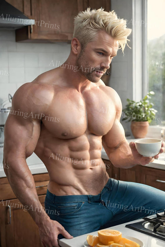 Male Model Muscular Digital Art AI Fantasy - U966