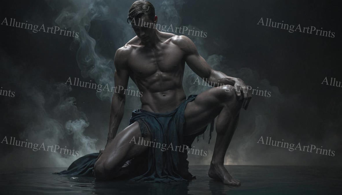 Male Model Muscular Digital Art AI Fantasy - U968