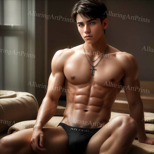 Male Model Muscular Digital Art AI Fantasy - U984