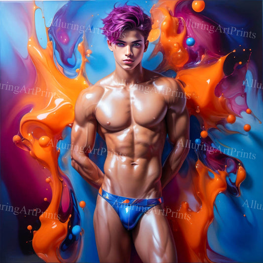 Male Model Muscular Digital Art AI Fantasy - U990