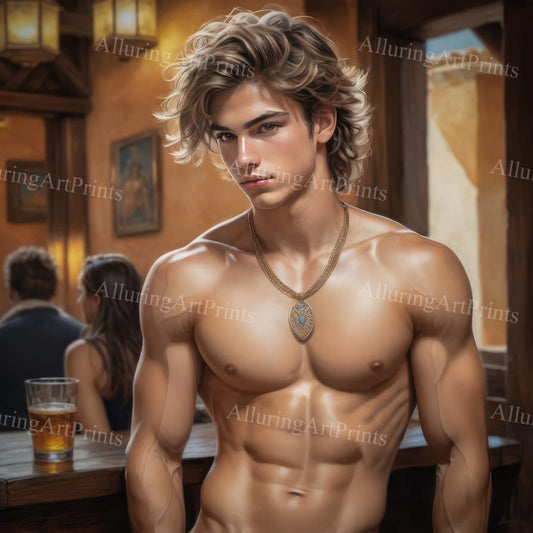 Male Model Muscular Digital Art AI Fantasy - U997