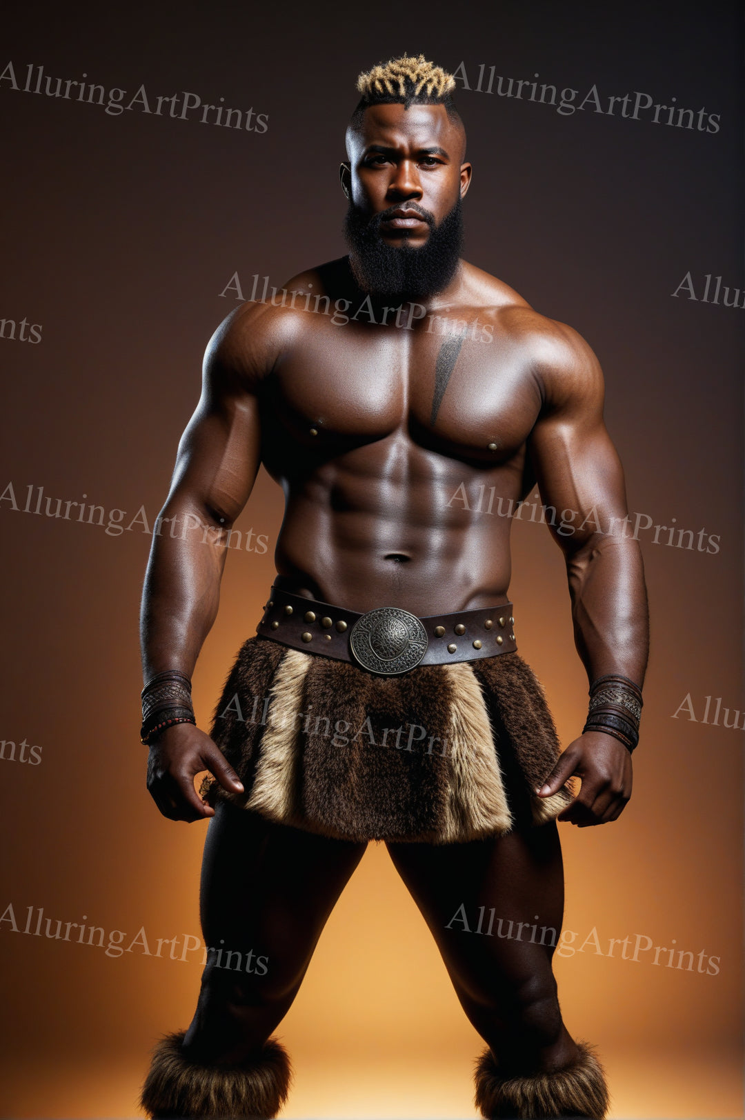 Black Male Model Muscular Digital Art AI Fantasy - UU1058