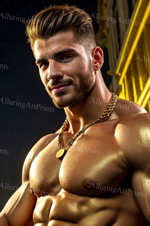 Male Model Muscular Digital Art AI Fantasy - UU1077