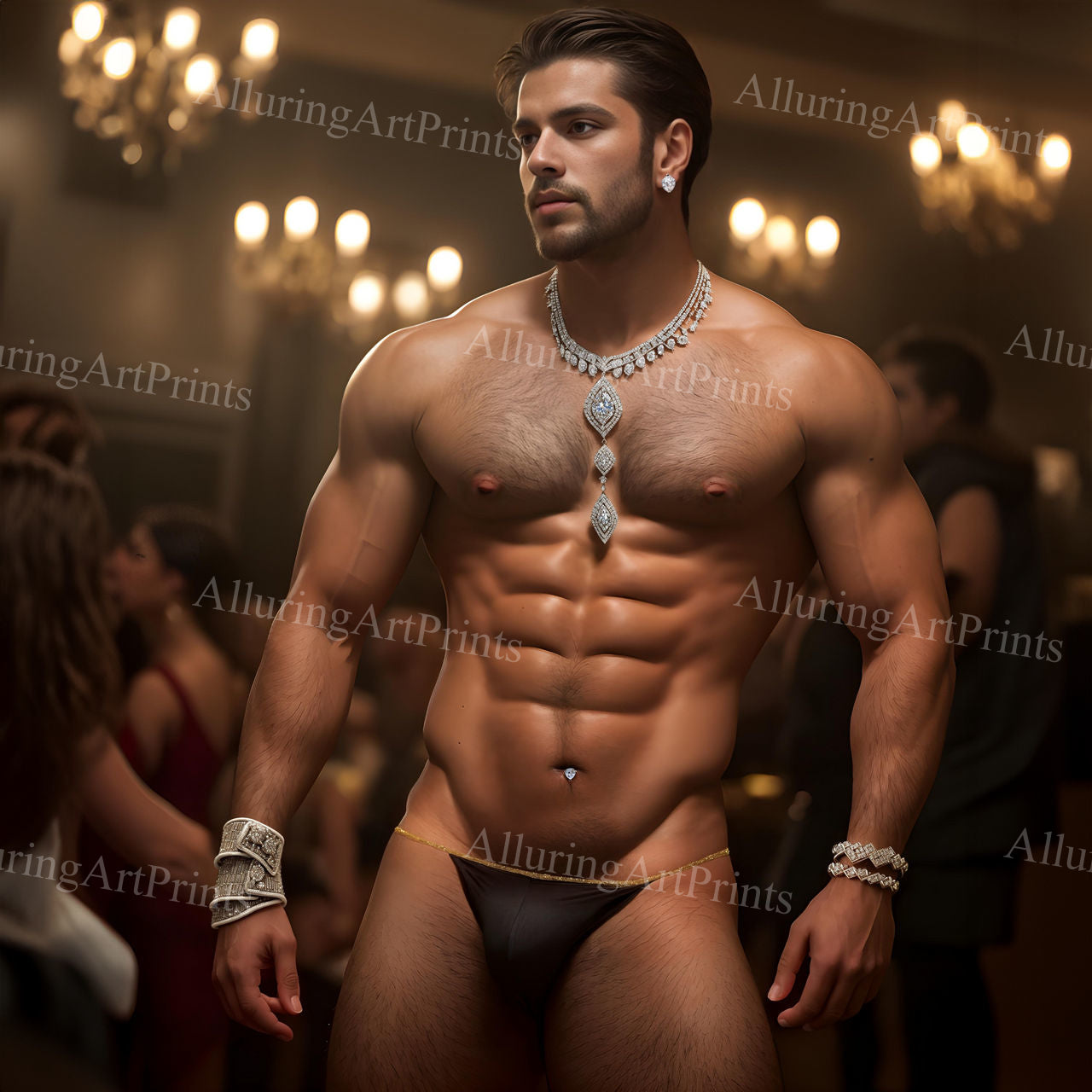 Male Model Muscular Digital Art AI Fantasy - UU1080