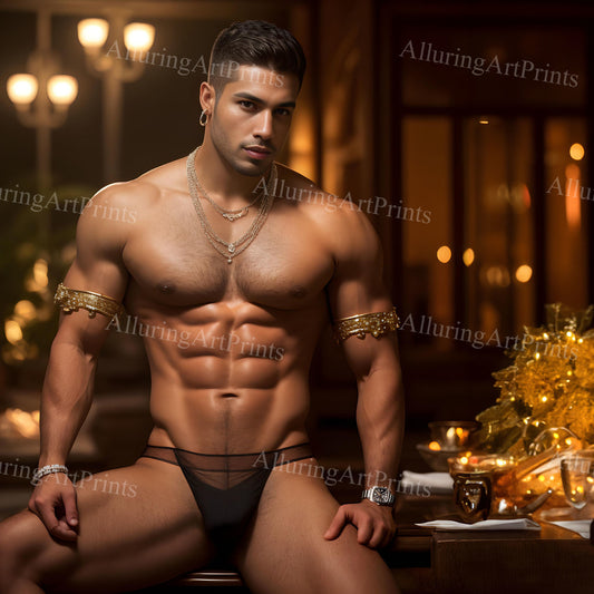 Male Model Muscular Digital Art AI Fantasy - UU1086