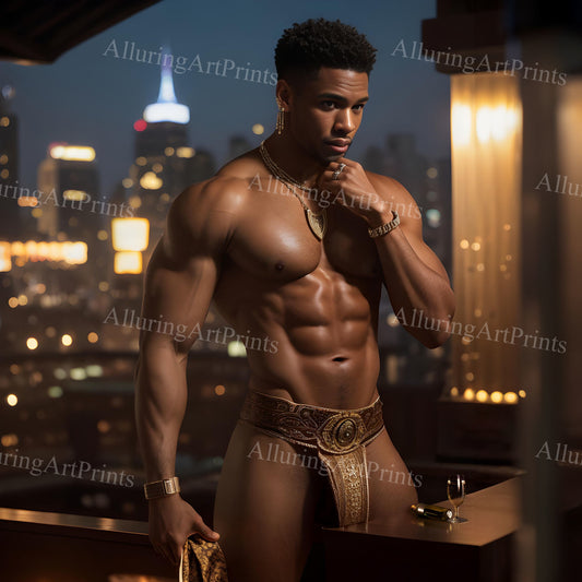 Black Male Model Muscular Digital Art AI Fantasy - UU1094