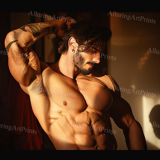 Male Model Muscular Digital Art AI Fantasy - UU1141