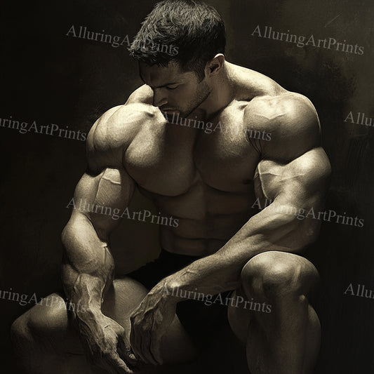 Male Model Muscular Digital Art AI Fantasy - UU1160