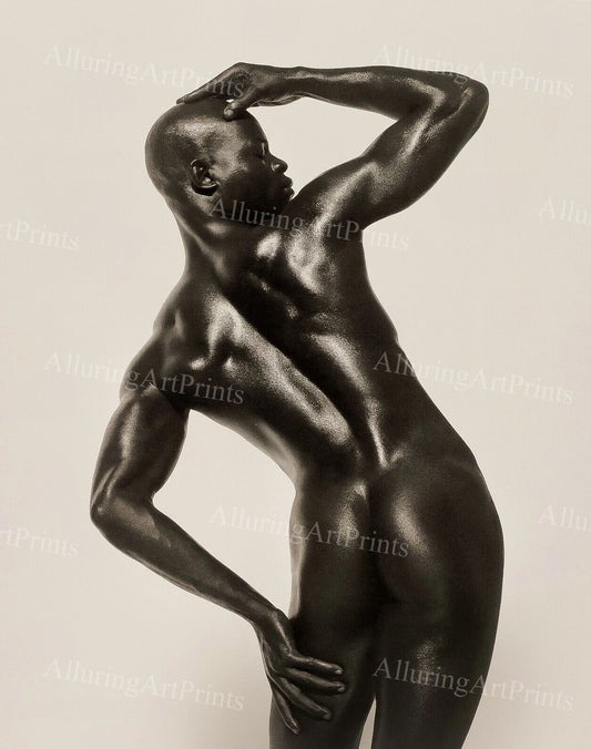 Nude Black Male Model Muscular Vintage - UU146