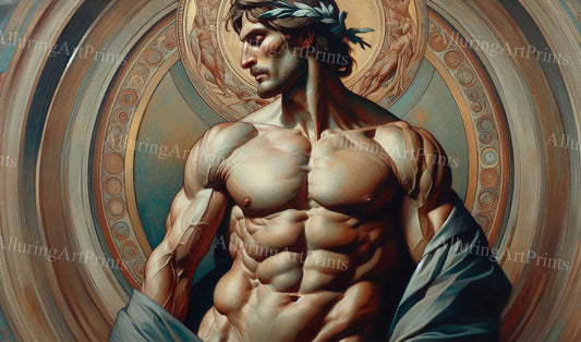 Male Model Muscular Digital Art AI Fantasy - UU591