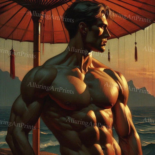 Male Model Muscular Digital Art AI Fantasy - UU593