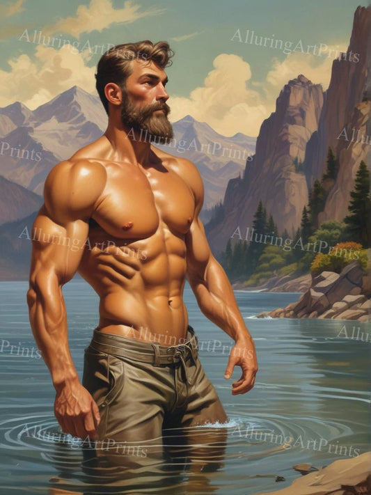 Male Model Muscular Digital Art AI Fantasy - UU600