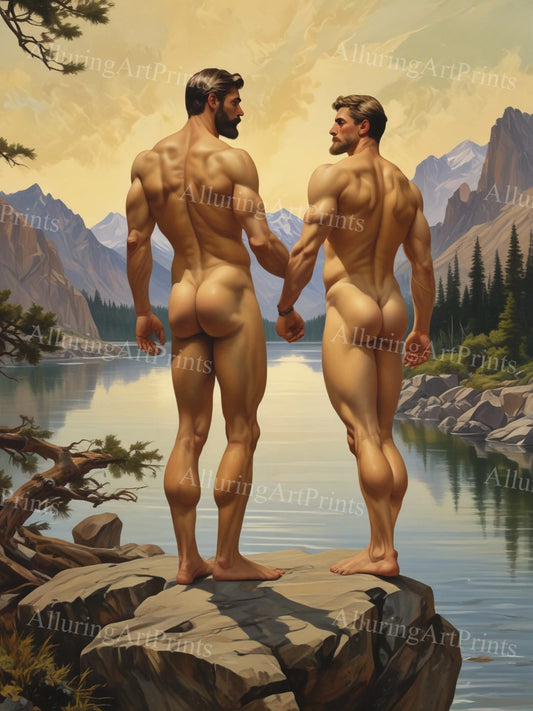 Nude Male Models Muscular Digital Art AI Fantasy - UU602