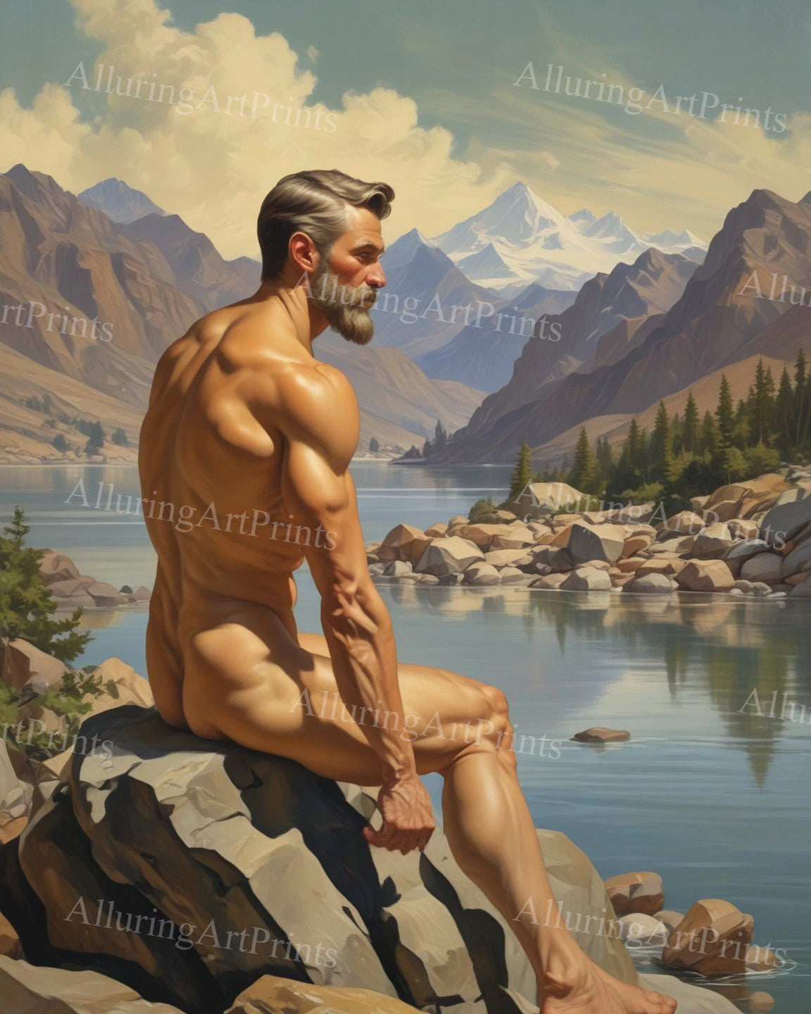 Male Model Muscular Digital Art AI Fantasy - UU604