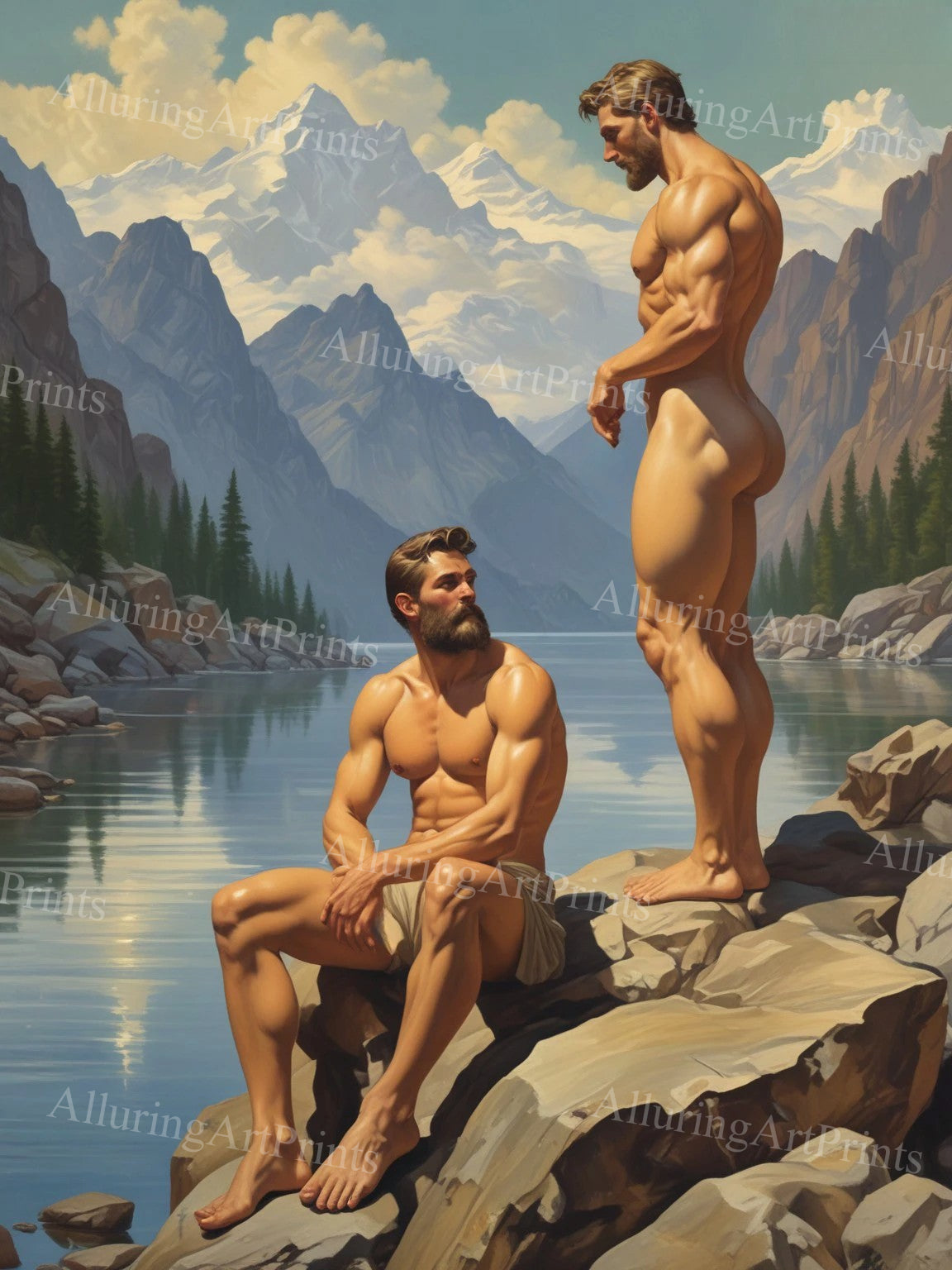 Nude Male Models Muscular Digital Art AI Fantasy - UU606