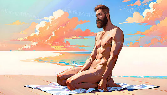 Nude Male Model Muscular Digital Art AI Fantasy - UU611